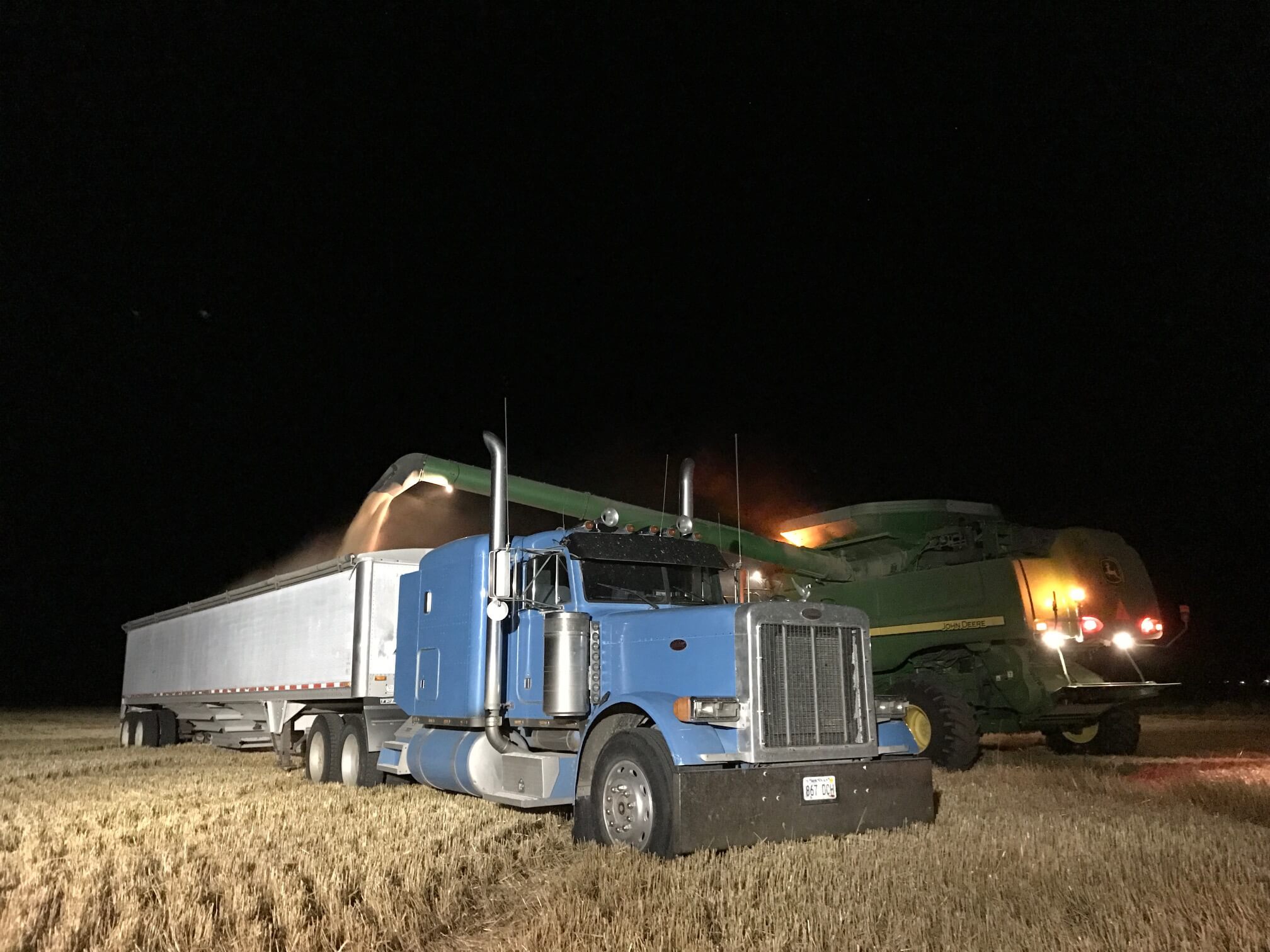 Grain truck at night